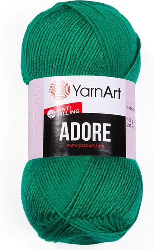 Vista 32 de 1 madeja YarnArt Adore, hilo antipilling, 100% acrílico antipilling, 100 g (3.5 oz), 280 m (306 yd), 3: Light-DK, Verde bebé - 358