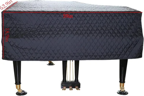 Vista 2 de Funda protectora para piano de cola, impermeable, a prueba de humedad y polvo (62.9 pulgadas, negro)