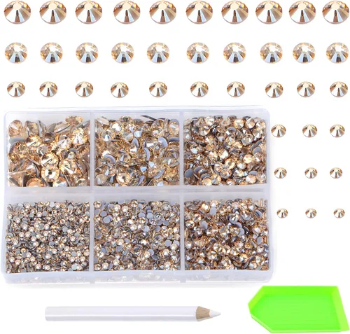 Vista 17 de AD Beads 4500 diamantes de imitación termoadhesivos con parte trasera plana, 6 tamaños (0.079-0.236 in), gemas de cristal redondas con pinzas