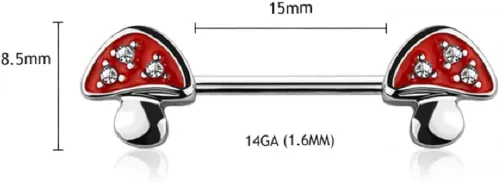 Vista 2 de Pierced Owl 14GA - Barras de acero inoxidable 316L con circonita cúbica de cristal pavimentado para pezón, se venden por un par, Metal, circonita