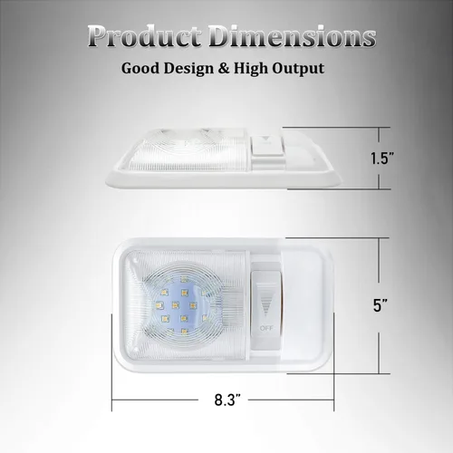 Vista 6 de PSEQT Cúpula de techo regulable para autocaravana, luz individual, 24 LED, iluminación interior ajustable para automóvil, barco, remolque, cámper