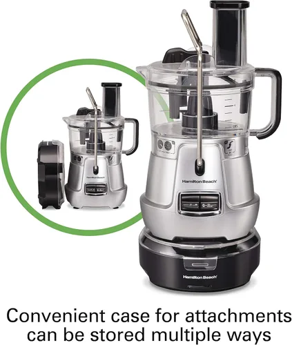 Vista 7 de Hamilton Beach Stack & Snap - Procesador de alimentos y picador de verduras de 8 tazas con cuchilla ajustable, raspador de tazón integrado y estuche