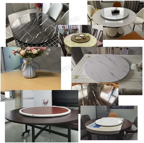 Vista 7 de Tocadiscos de comedor de 80/90/39.4 in, bandeja giratoria para servir, bandeja de servir Lazy Susan, pantalla giratoria para servir, centros