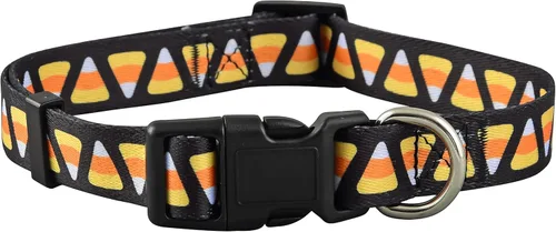 Vista 3 de Collar de perro de Halloween con corbatín, perros grandes, medianos y pequeños (S, maíz dulce de Halloween)