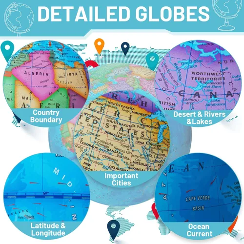 Vista 3 de BSHAPPLUS Globos iluminados de 13 pulgadas, globo giratorio de 720° con interruptor táctil e iluminación sin carga y 3 modos de iluminación LED