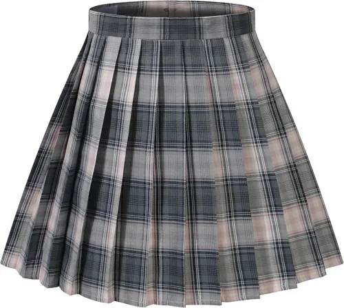 Vista 50 de Faldas plisadas a cuadros de cintura alta para mujeres y niñas, talla grande, uniforme escolar, mini disfraces de cosplay
