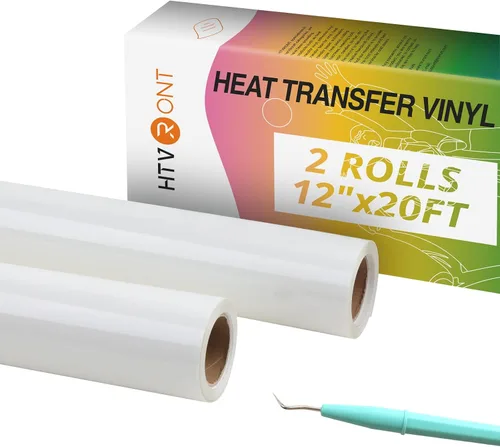 Vista 64 de HTVRONT Vinilo inteligente para planchar, HTV negro, vinilo de transferencia de calor de 13 pulgadas x 3 pies, vinilo HTV compatible con Cricut