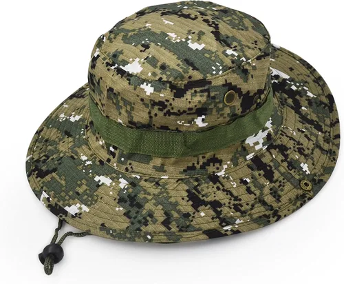 Vista 4 de Sombrero de ala ancha para exteriores, sombrero de protección solar, estilo clásico del ejército de combate de los Estados Unidos, gorra de sol