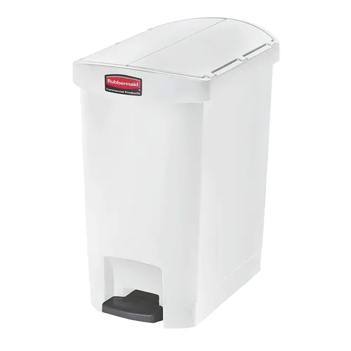 Vista 42 de Rubbermaid Commercial Products - Bote de basura Streamline Slim con pedal Papelera de plástico, 4 galones (15 litros), color rojo, con manos