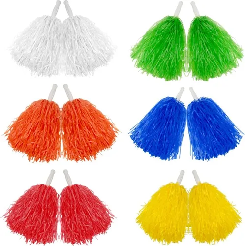 Vista 12 de Hooshing 12/24/80 PCS Pompones de Animadoras Deportivos con Espíritu Pompones de Animación de Plástico con Asas para Niños Adultos Equipo Fiesta
