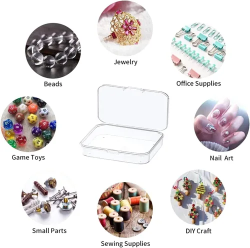 Vista 7 de MFDSJ 6 piezas de recipientes de almacenamiento de plástico mini con tapa, caja rectangular transparente de 4.5x3.4 pulgadas para recoger objetos