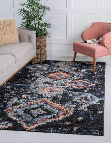 Vista 12 de Unique Loom Morocco Collection Medallion, alfombra abstracta (2 pies 2 pulgadas x 3 pies 0 rectangular, marfil/azul)
