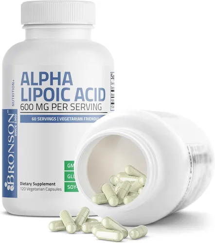 Vista 4 de Bronson Ácido alfa lipoico 600 mg eliminador de radicales libres apoya la salud antioxidante, sin OMG, 120 cápsulas vegetarianas (60 porciones)