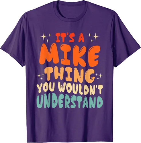 Vista 61 de Camiseta retro de los años 80 con texto en inglés "It's A Mike Thing You Wouldn't Understand", Negro