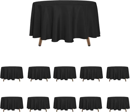 Vista 8 de LALAPORT Paquete de 10 manteles redondos de poliéster de 90 pulgadas color marfil de alta calidad para bodas, fiestas, eventos, banquetes, bufés