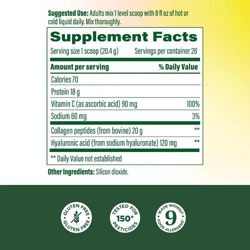 Vista 3 de MegaFood Péptidos de colágeno para mujeres y hombres – Polvo de colágeno sin sabor con ácido hialurónico y vitamina C – Apoya la piel, el cabello