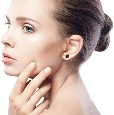 Vista 4 de Aretes de aro hexagonales con forma cuadrada de tortuga marrón para mujer, acero inoxidable chapado en oro de 14 quilates