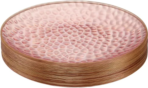 Vista 17 de PLASTICPRO Paquete de 30 platos de plástico martillado, platos de plástico desechables pesados, elegantes platos de fiesta transparentes martillados