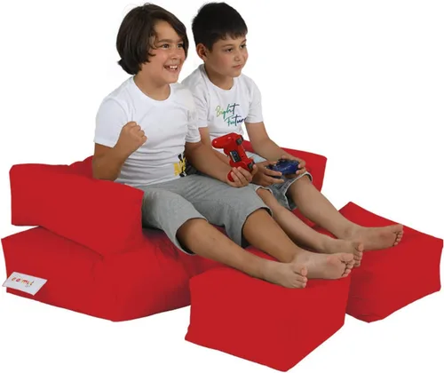 Vista 3 de WELL HOME MOBILIARIO & DECORACIÓN Sillón 2 pl + Puf Niños Rojo