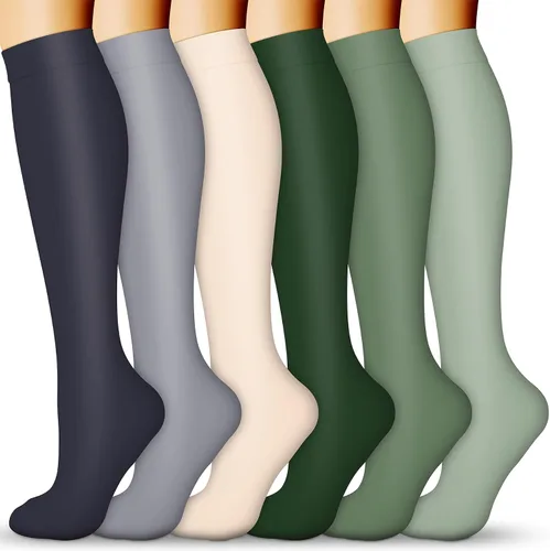 Vista 21 de Calcetines de compresión para mujeres y hombres 15-20 mmHg, mejores para uso médico, enfermería, para correr, atletismo, varices, viajes