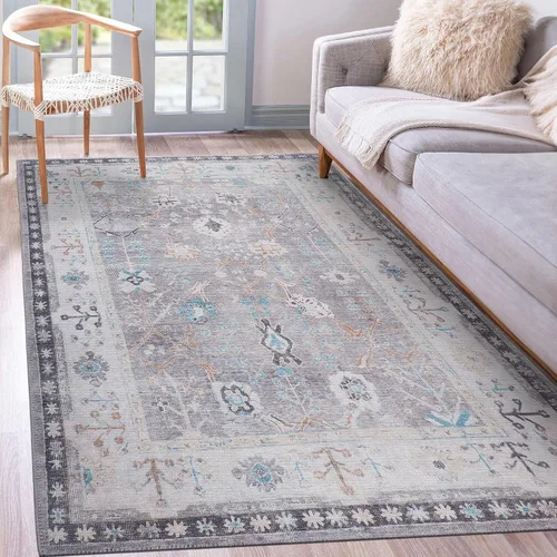 Vista 41 de GLN Rugs Bohemian - Troy - Alfombra de felpilla lavable a máquina, bohemio, lavable, antideslizante, alfombra de área de felpilla de pelo bajo