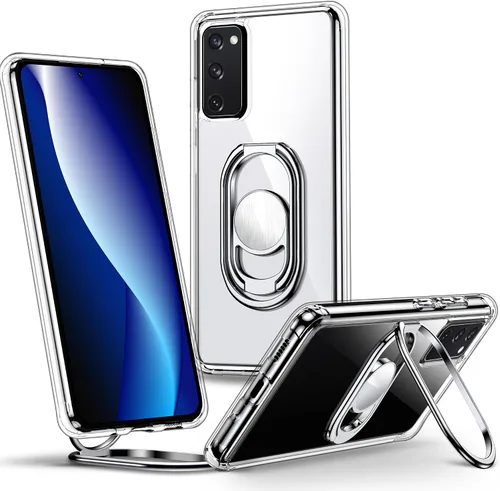 Vista 12 de Shields Up Funda para Samsung Galaxy S20 con soporte, Galaxy S20 transparente con soporte de doble anillo [ajustable y plegable] Funda protectora a
