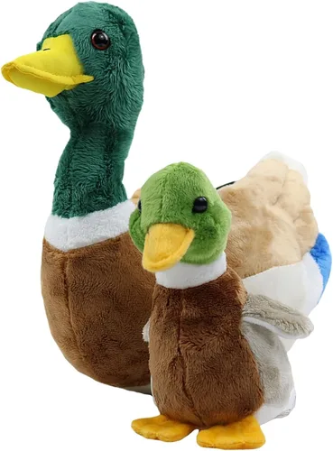 Vista 2 de Peluche de pato mallard de 13 pulgadas con un pato bebé, 2 piezas de animales de peluche de pato malardo Mallard Duck Stuffed Animal,Birthday Gift