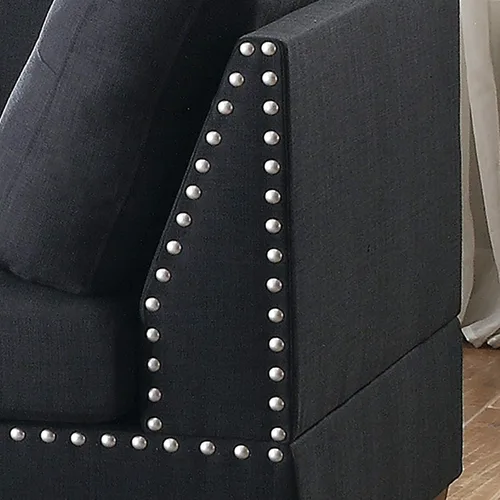 Vista 4 de Poundex bobkona viola Set de sofás con otomano en negro linen-like polyfabric mano izquierda o derecha chaise