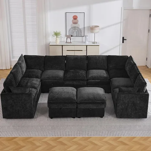 Vista 101 de Otomana cuadrada grande de 27 pulgadas con almacenamiento, reposapiés tapizado moderno con patas antideslizantes para sofá, mesa de café, sala