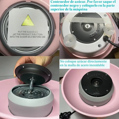 Vista 2 de Máquina de algodón de azúcar para niños, máquina de hilo dental de caramelo, mini máquina eléctrica portátil de algodón para el hogar, cumpleaños