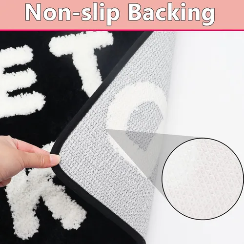 Vista 5 de Alfombra de baño divertida con texto en inglés «Get Naked», suave, antideslizante, bonita, divertida decoración de baño para dormitorio