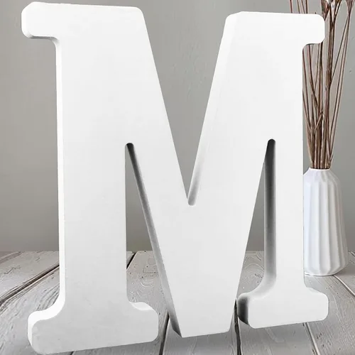 Vista 22 de AOCEAN Letras de madera grandes blancas de 12 pulgadas, letras de madera sin terminar para decoración de pared, letras decorativas de pie