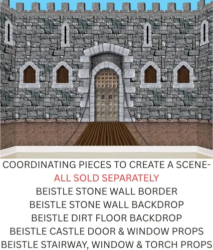 Vista 4 de Beistle 18 piezas de accesorios para puertas y ventanas de castillo, de 16 a 64 pulgadas, decoración medieval de plástico impreso para fiestas