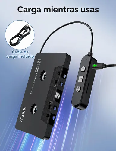 Vista 7 de Elook - Adaptador de casete a Bluetooth para coche con tarjeta micro SD, color negro Llamada manos libres, receptor de casete Bluetooth 5.1