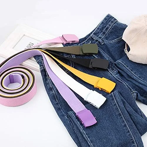 Vista 4 de Cinturones de lona para mujer, cinturón táctico militar de nailon con hebilla de medalla, color caramelo