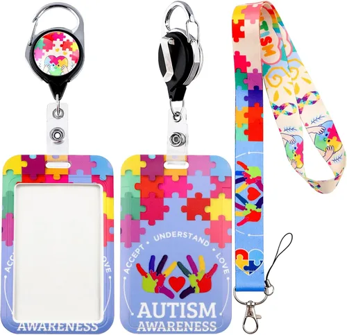 Vista 16 de Cordón con Llavero para Hombre con Insignias de Identificación con Clip de Carrete Retráctil Soporte para Insignias Llavero con Bandera Americana