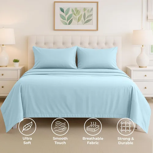 Vista 60 de Pure Bedding Juego de Sábanas Twin - Sábanas de Cama de Microfibra Ultra-Suave 1800 - Doble Cepillado - Bolsillos Profundos - Ajuste Fácil - Extra