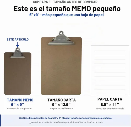 Vista 5 de Trade Quest Portapapeles pequeños de 6 x 9 pulgadas con clip estándar (paquete de 3)