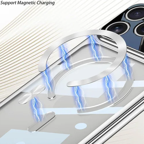 Vista 3 de Funda magnética para iPhone 17 Pro Max /17 Pro/Air/17, cubierta trasera de disipación de calor transparente ultra delgada, bisel galvanizado Plateado