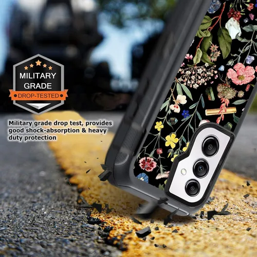 Vista 6 de Funda compatible con Samsung Galaxy A14 5G con protector de pantalla [resistente a prueba de golpes] bonita funda protectora floral para Samsung
