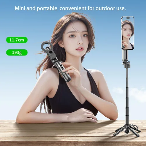 Vista 6 de Mini trípode magnético para selfie stick compatible con MagSafe para iPhone Portable Selfie Stick/Tripod for iOS & Android Phones, Ideal for