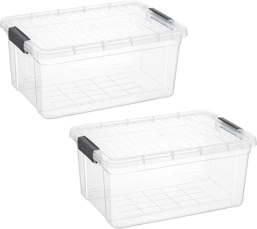 Vista 117 de Superio - Contenedores de almacenamiento de plástico transparente de 1.27 cuartos de galón con tapas, contenedores organizadores apilables, cajas