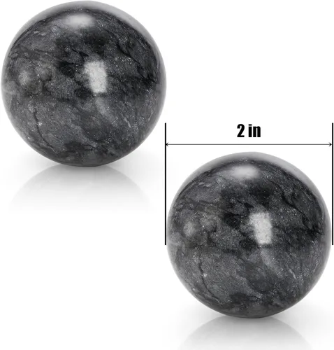 Vista 2 de Lyellfe Juego de 4 bolas Baoding de piedra de mármol, bolas de meditación de 2 pulgadas con caja, pelota de masaje de ejercicio chino para manos