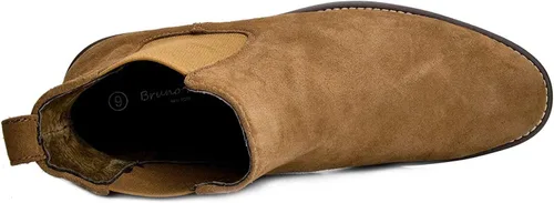 Vista 6 de Bruno Marc - Botines de gamuza de cuero para hombre tipo Chelsea