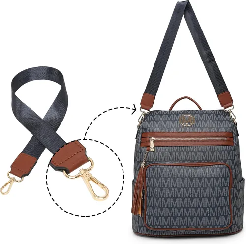 Vista 27 de MKP COLLECTION Mochila de moda para mujer, bolsa convertible grande para mujer, mochila de viaje, bolsa de hombro, juego de 2 piezas con borla, Beige