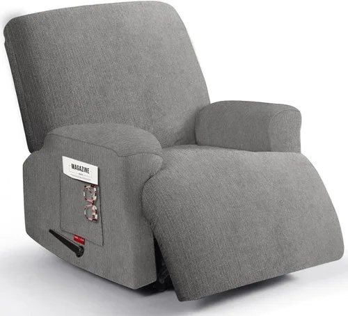 Vista 23 de 3 fundas elásticas para sillas reclinables, fundas de tela de felpa y protectores duraderos de muebles para niños y mascotas (1 plaza, negro)