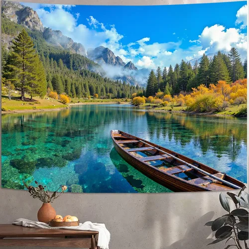 Vista 46 de Zussun Tapiz de Bosque Natural de Montaña Tapiz Verde de Pino Luz Solar Selva para Dormitorio Estético Planta Paisaje de Montaña Tapices Pequeños