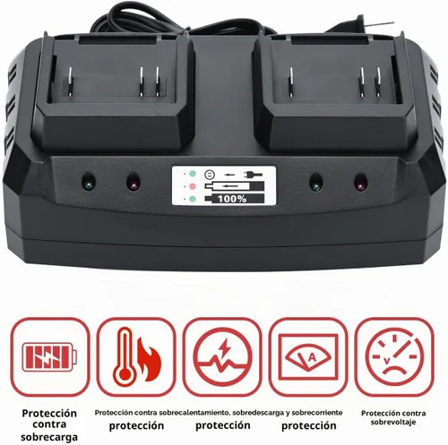 Vista 3 de Base de Carga Rápida de Doble Puerto de 21 V, Cargador Dual Rápido Compatible con Batería de Iones de Litio de 21 V de SHINTYOOL