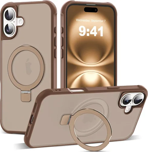 Vista 69 de SKYLMW - Funda compatible con iPhone 11 de 6.1 pulgadas, con soporte magnético invisible tipo anillo, funda translúcida de grado militar, compatible