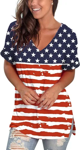 Vista 3 de SAMPEEL - Camisetas de manga corta con cuello en V de estilo casual de verano para mujer